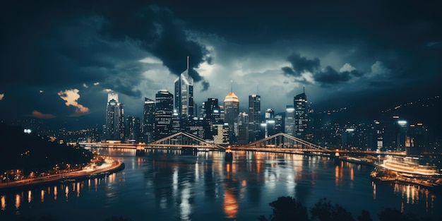 Brisbane Australia 20 DE JULIO DE 2019 Por la noche una vista aérea de Brisbanes South Bank y la ciudad Bri