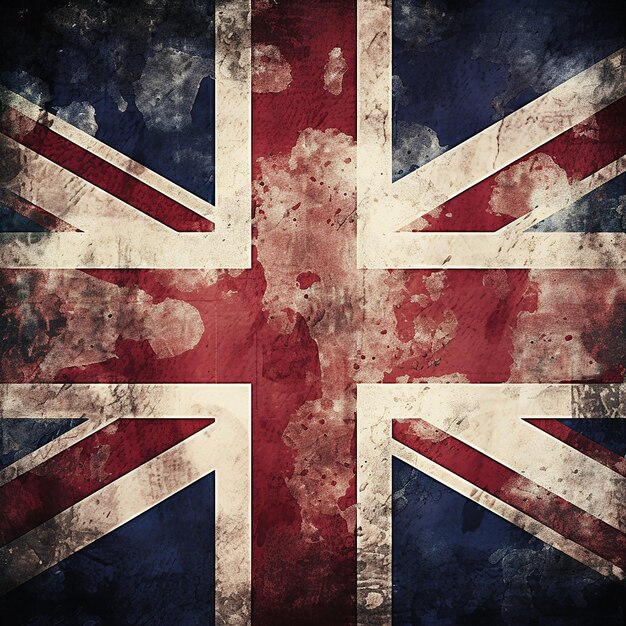 Britannia enthüllt Grunge Union Jack Flagge Hintergrund