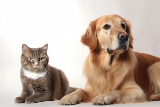 Britische Katze und Golden Retriever Hund