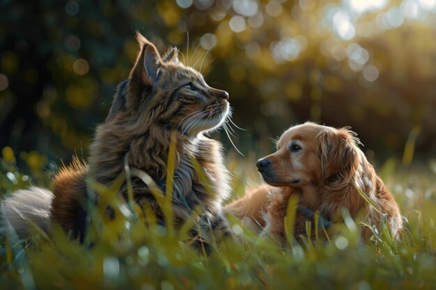 Britische Katze und Golden Retriever