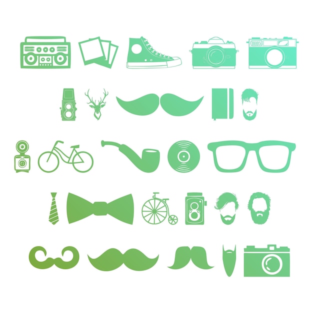 british man icons items gradient effect photo jpg vector set