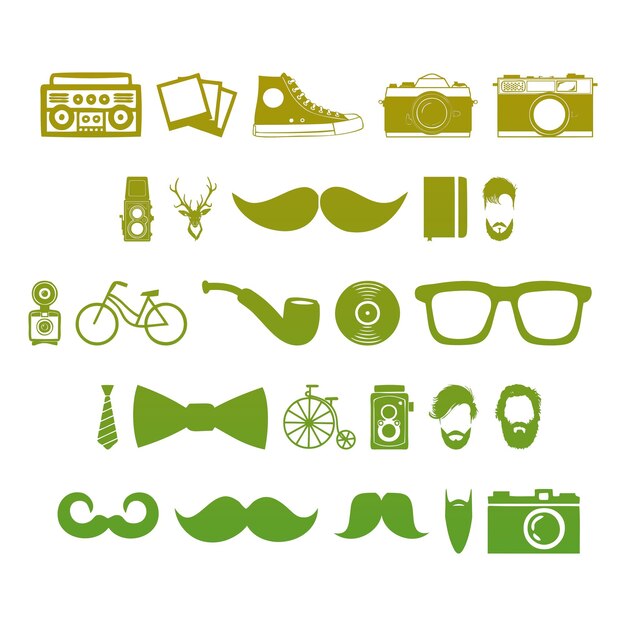 Foto british man icons items gradient effect photo jpg vector set