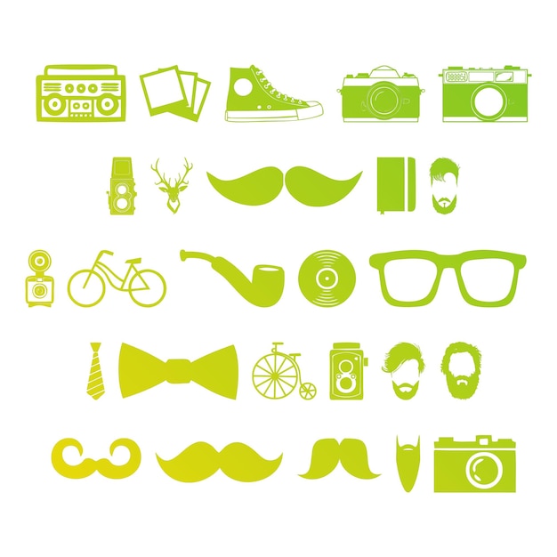 british man icons items gradient effect photo jpg vector set