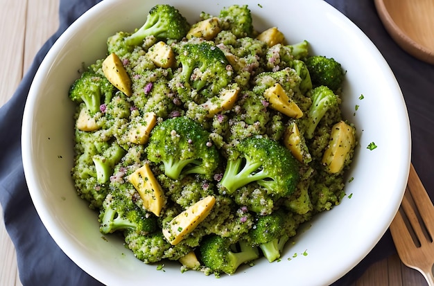 Broccoli Pesto Quinoa Salada receita vegana