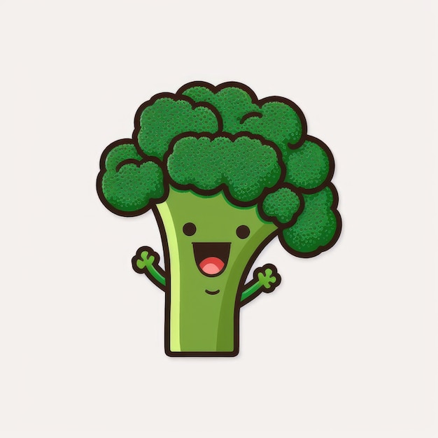Foto broccolini gemüse schöne spielerische flache ikone von generative ai