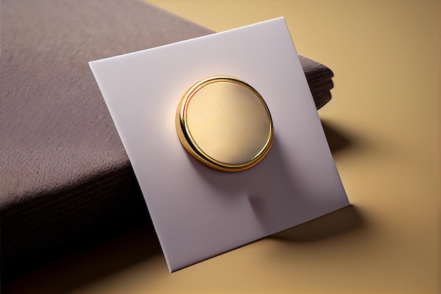 Broche de pin de insignia de botón dorado aislado en blanco AI generado