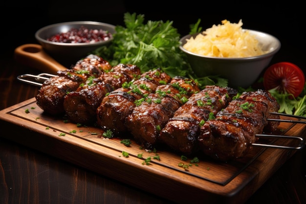 Brocheta de carne a la parrilla en parrilla IA generativa