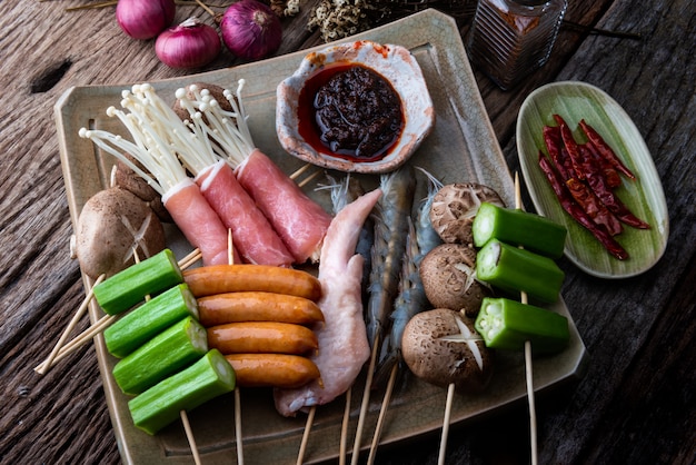 Brocheta de pimienta de Sichuan a la parrilla.