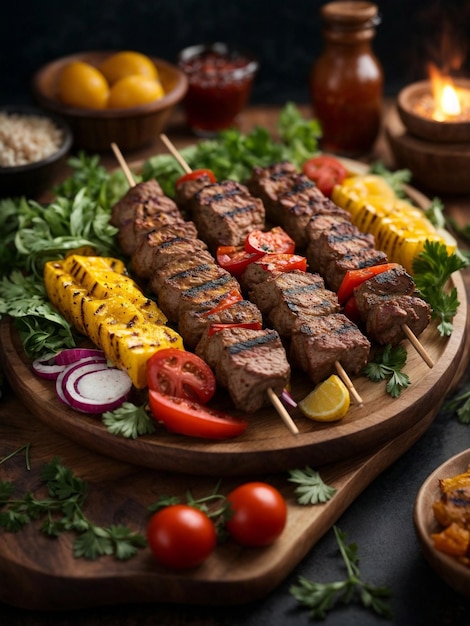 Brochetas de carne a la parrilla fotografía deliciosa