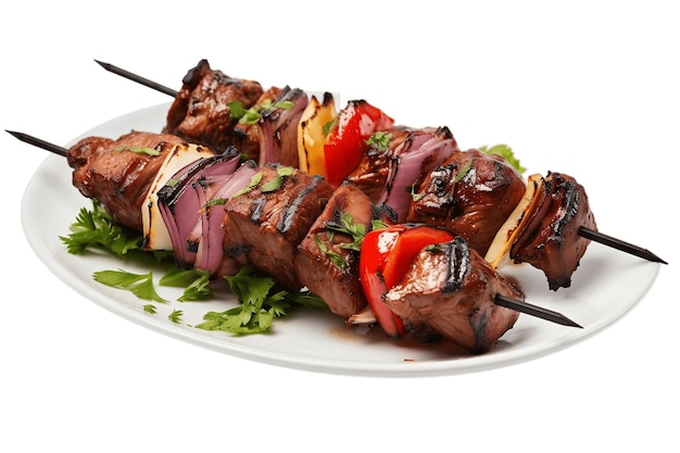 Brochetas De Carne A La Parrilla Shish Kebab Sobre Fondo Transparente AI