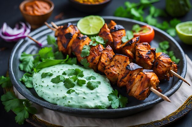 Brochetas indias de pollo tikka