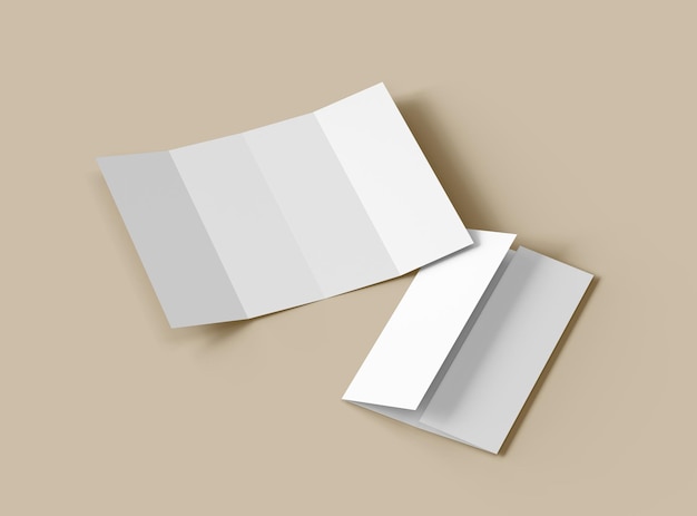 Brochura em branco de quatro rolos em tamanho de letra 3d para apresentar o seu projeto