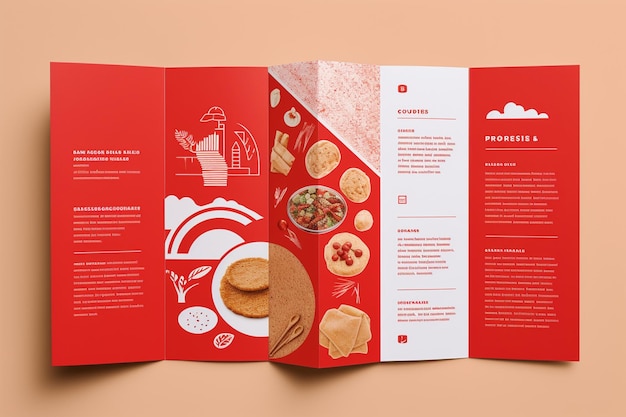 Brochura tripla sobre alimentos biológicos e saudáveis