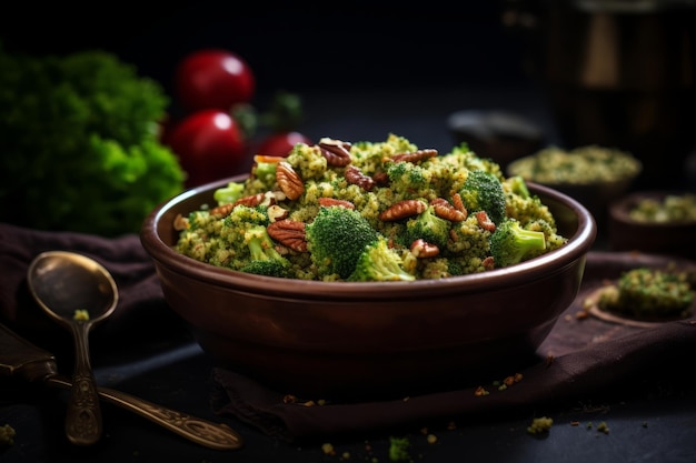 Brócoli Pesto Ensalada De Quinua Receta Vegana Fotografía De Alimentos