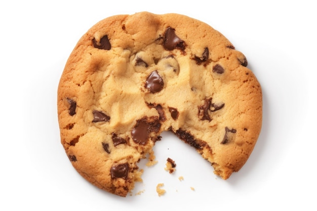 Broken Chocolate Chip Cookies isoliert auf weißem Hintergrund Ai generativ