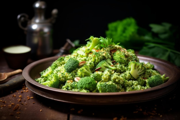 Brokkoli-Pesto-Quinoa-Salat, veganes Rezept, Lebensmittelfotografie