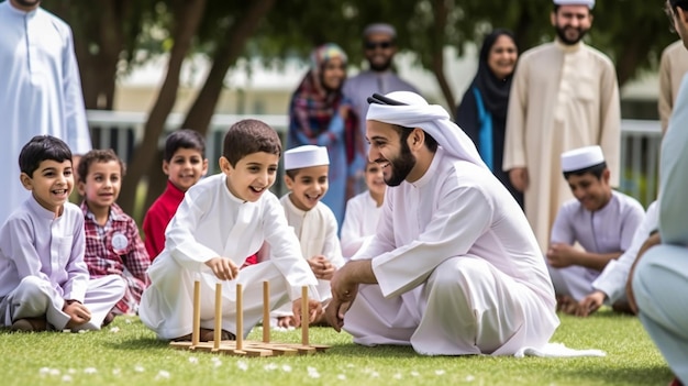Foto las bromas lúdicas durante el eid al adah juegos y actuar