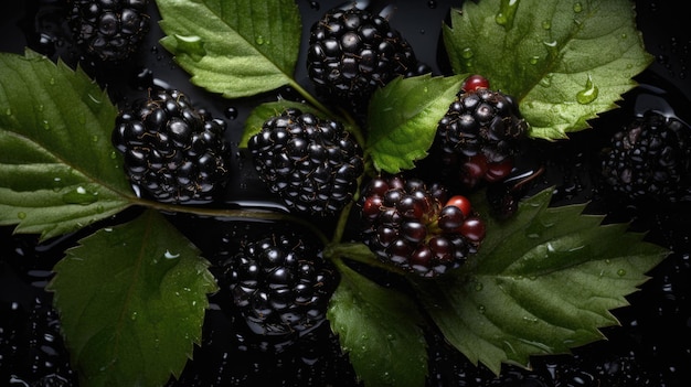 Brombeeren auf schwarzem Hintergrund