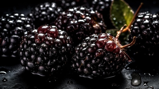 Brombeeren auf schwarzem Hintergrund