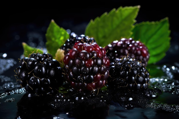 Brombeeren auf schwarzem Hintergrund