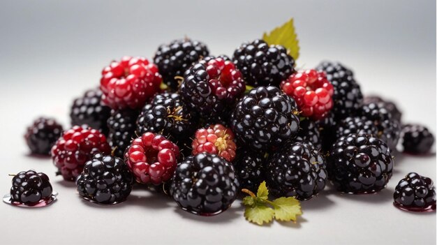 Brombeeren in einem Stapel isoliert auf einem transparenten oder weißen Hintergrund