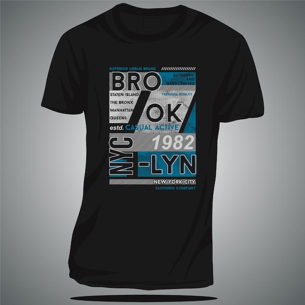 Brooklyn flat graphic tipografia vector design t-shirt casual ativo