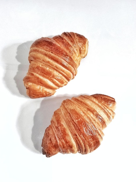 Foto brot-croissant-fotografie von oben