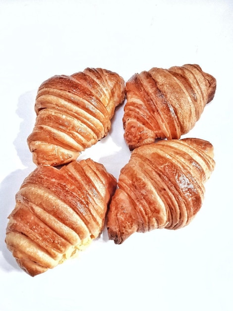 Foto brot-croissant-fotografie von oben