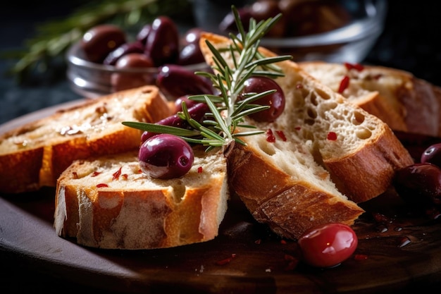 Foto brot mit oliven