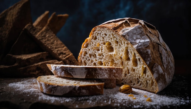 Brot und Brot auf einem Tisch