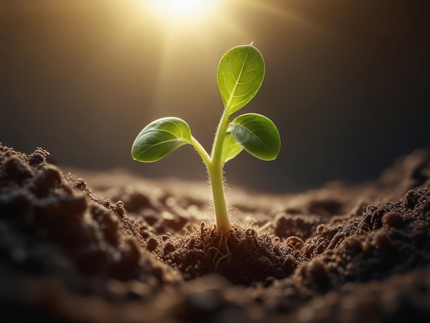 brotar crescendo a partir de sementes com sementes de luz solar nova vida