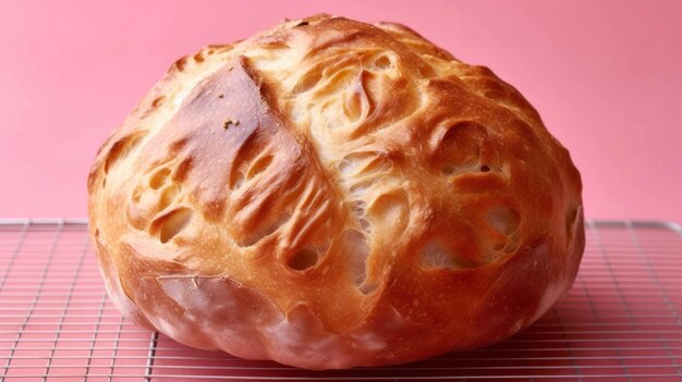 Brotbrötchen, gebratenes, wunderschönes, appetitvolles Brot, isoliert auf einem rosa Hintergrund