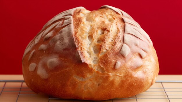 Brotbrötchen, gebratenes, wunderschönes, appetitvolles Brot, isoliert auf rotem Hintergrund