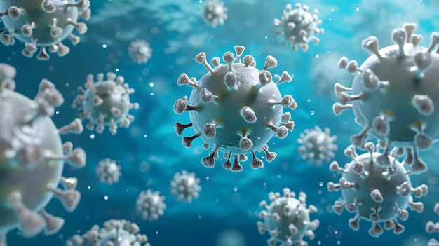 brote de coronavirus gripe covid19 vista microscópica de las células flotantes del virus de la gripe generativo