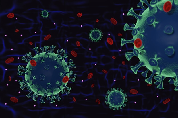 Brote de coronavirus en microscopio