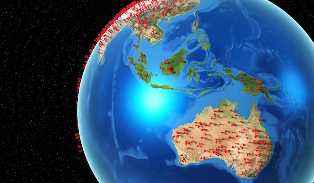 Brote epidémico mundial de coronavirus Australia ilustración 3D