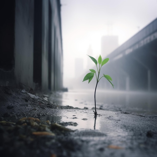 Foto brote están creciendo en el hormigón