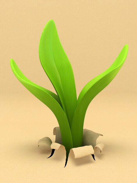 Brote joven y representación 3D de papel