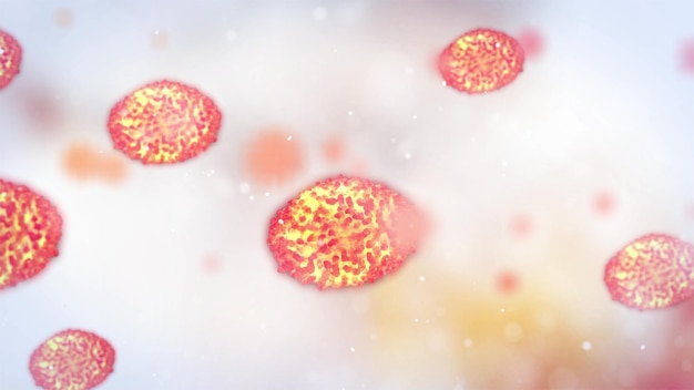 Brote de patógenos de bacterias y enfermedades del virus de la viruela que causan microorganismos Animación 3D Render