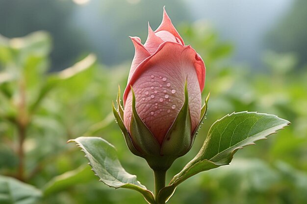 El brote de la rosa rosada se abre la fotografía de la rosa rosa