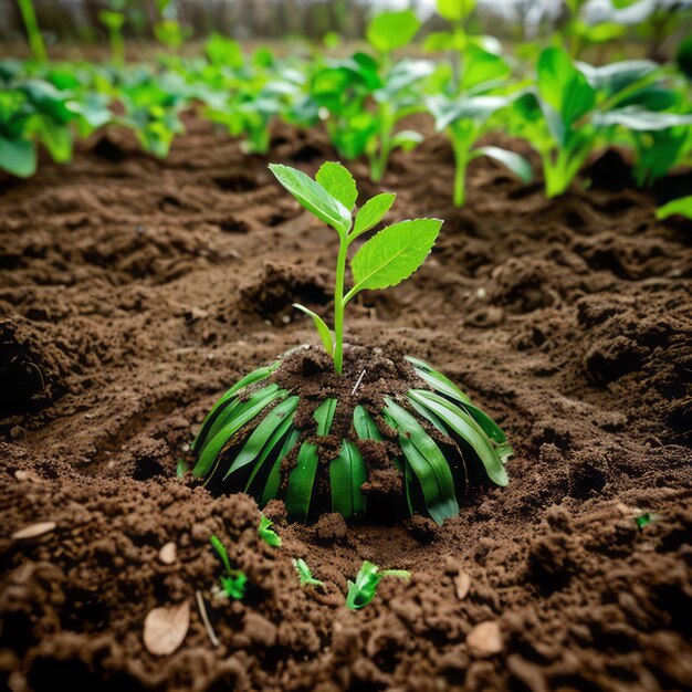 un brote verde está creciendo de la tierra rica que significa esperanza y crecimiento