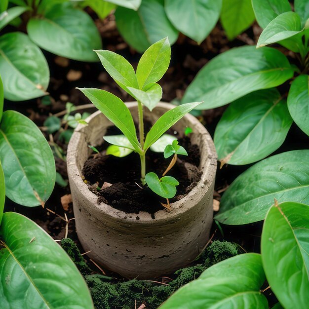 un brote verde está creciendo de la tierra rica que significa esperanza y crecimiento