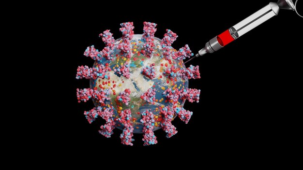 Brote de virus Corona Concepto de protección contra virus epidémico Representación 3D