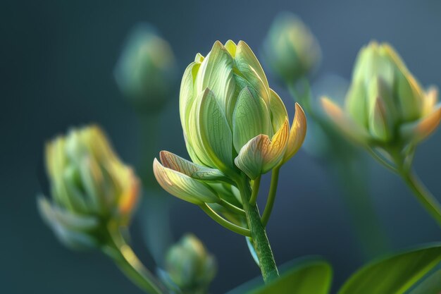 Foto brotes de flores silvestres a punto de florecer que enfatizan el potencial y el crecimiento ideales para espacios motivacionales o entornos educativos