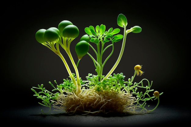 Brotes jóvenes de verduras microgreens concepto de alimentación saludable