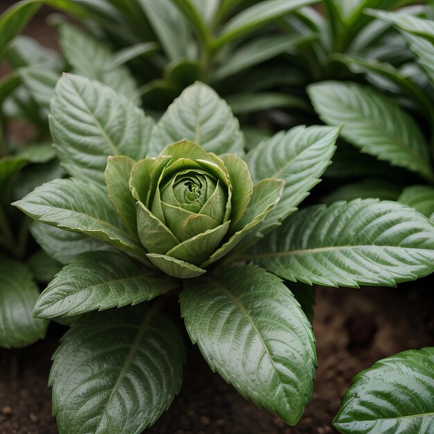 Brotes verdes en el suelo oscuro