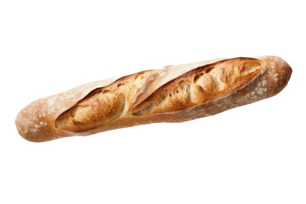 Brotlaib französisches Baguette isoliert auf transparentem Hintergrund, Ansicht von oben, generative KI