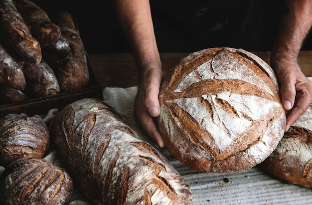 Brotlaibe-Lebensmittelphotographie-Rezeptideen