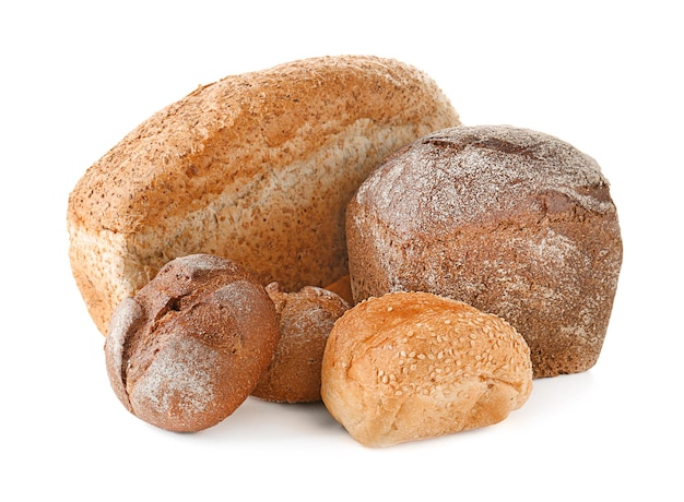Brotprodukte auf weißem Hintergrund