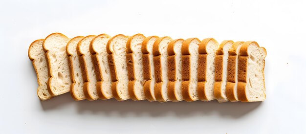 Brotscheiben auf weißem Hintergrund, Top-View